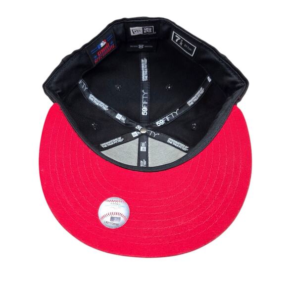 NEW ERA‎ 59Fifty Atlanta Braves Black Red Graphic Fitted 7 1/4 Baseball Cap Hat - Picture 5 of 6